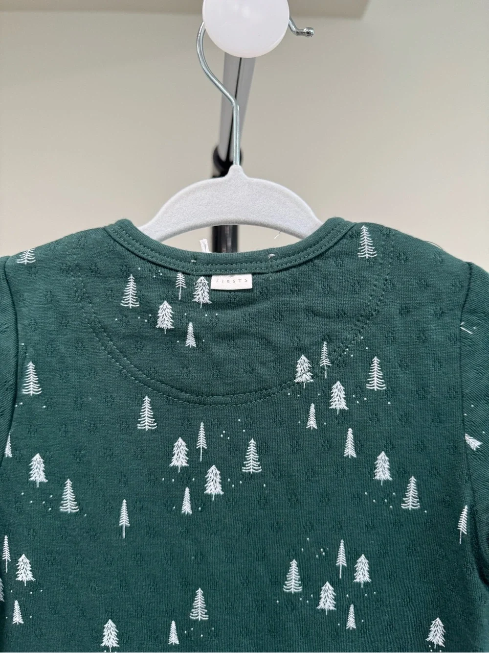 NWT FIRSTS by Petit Lem Alpine Tree Pointelle Infant Sleeper, Size 9 Month